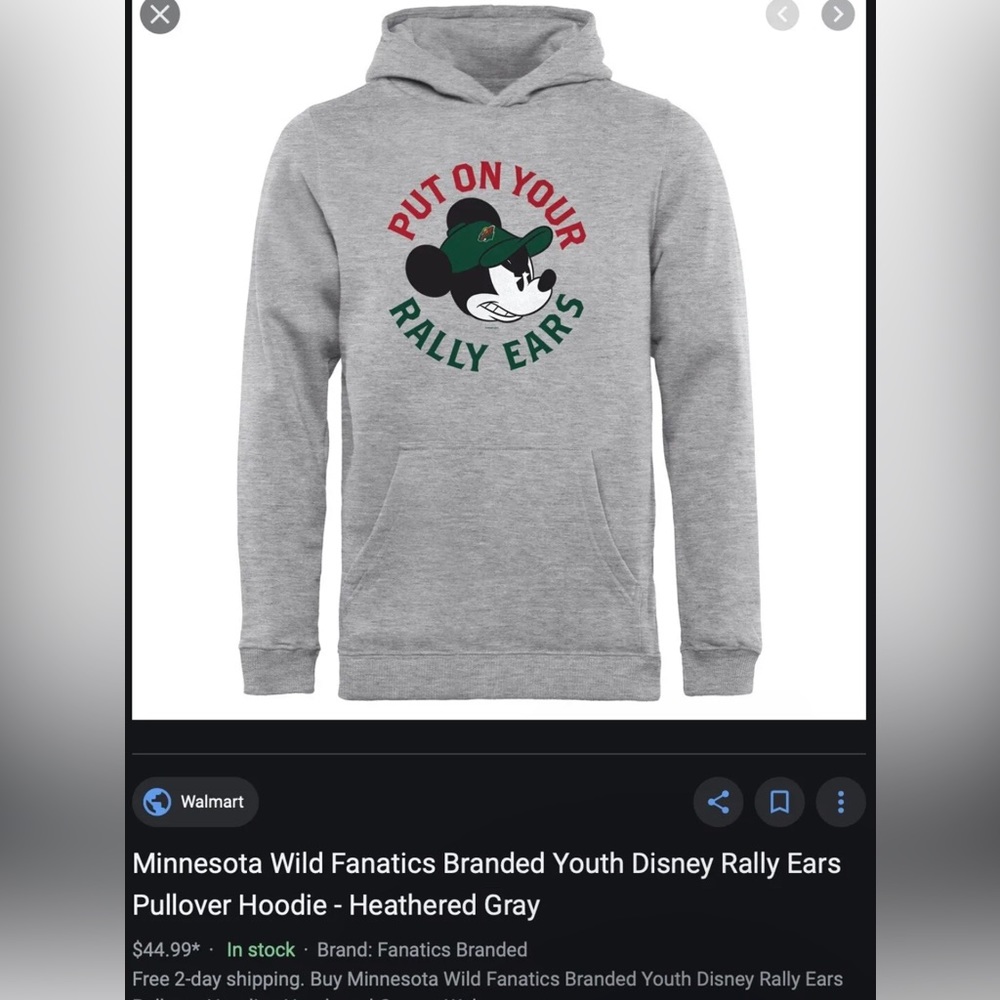 NEW Disney Fanatics Baseball Minnesota Timberwolves Mickey MLB Pullover Hoodie L - Picture 11 of 11